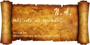 Nánási Anikó névjegykártya